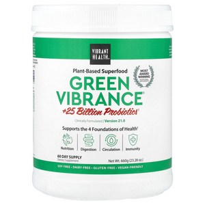 Vibrant Health 프라이언트헬스 Green Vibrance +250억 프로바이오틱스 버전 19.1 675.6g(23.83oz), 1개, 675.6g