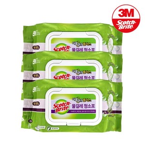 3M 스카치브라이트 물걸레 청소포 더블액션 표준형 20매 + 물걸레1매, 3개