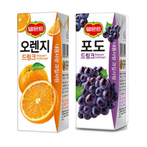 (190mlx32팩 혼합구성) 델몬트드링크팩 오렌지포도사과망고 주스 과즙음료, 190ml, 32개