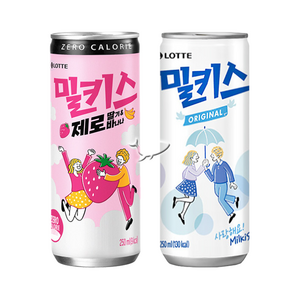 밀키스 250ml 10캔+제로 딸기 바나나 10캔 총20캔, 20개