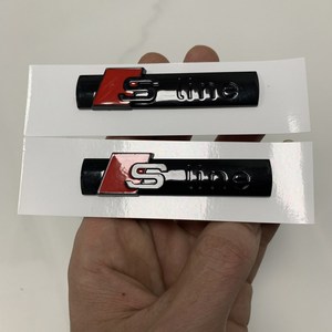 아우디 A3 2014 로고 ABS 블랙 직접 커버 엠블럼 자동차 후드 프론트 그릴 리어 트렁크 엠블럼 스티커 S라인 수리, sline 2pc, 2개