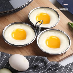 홈카페 브런치 3구 계란 수란 틀 용기, [하트 형 달걀 찜통 3 개] 오일 브러쉬, 3개