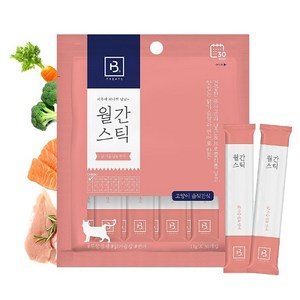 브리더랩 하루에 하나씩 월간스틱 짜먹는 고양이 간식, 혼합맛(닭가슴살/연어), 330g, 2개