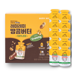 레미레미 짜먹는 땅콩버터 크런치 땅콩 100%, 1개, 250g