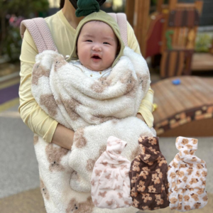 [원라인] 곰돌이친구들 아기띠워머 아기망토 바람막이, 브라운곰