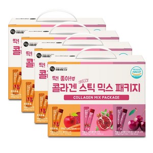 미쁨생활건강 딱좋아 콜라겐 스틱 믹스 패키지 석류 20g x 15p + 타트체리 20g x 15p + ABC주스 20g x 15p, 900g, 4개