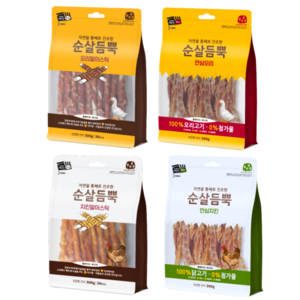 순살듬뿍 300g 4종 (안심 오리 + 안심 치킨 + 오리말이스틱 + 치킨말이스틱), 1세트