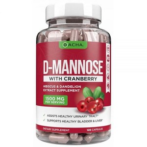 Natual D-Mannose Capsules 4-in-1 Fomula - 120 CA 천연 D-Mannose 캡슐 4-in-1 포뮬러 - 120캡슐 1500mg 크랜베리, 120 Count (Pack of 1), 1개, 120정