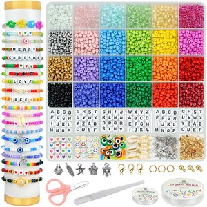 애니윙 DIY 팔찌만들기 시드 비즈 공예, 1세트, 화이트 스마일 3mm
