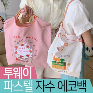 / 데일리 자수 투웨이 파스텔 외출용 5color 캔버스백 에코백