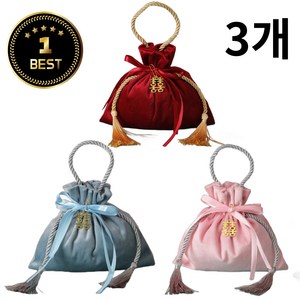 러스트몰 전통 복주머니 파우치 설 명절 추석 기념품 선물, 레드3개