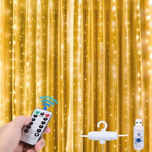 마이뚜뚜 LED USB+리모컨 셀프 인테리어 와이어전구 커튼형 조명 3m*3m 300구, 웜화이트