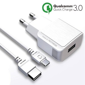 TC1 고속 QC3.0/3A 가정용 USB 충전기+C타입 1.2M포함, MON-TC1-QC3-301-CP, 1개