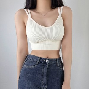 비키비키 캡내장 나시 래쉬가드 수영복 운동복 크롭 브라탑, 크림