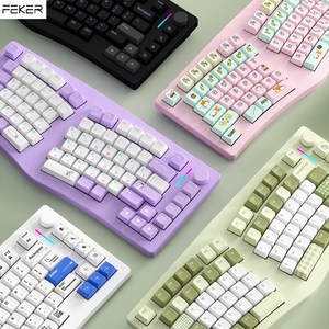 [cy] FEKER Alice75 알루미늄 기계식 게이밍 키보드 Alice배열 전키핫스왑DIY 무선3모드 1600만색RGB 8000mah대용량배터리 손목받침대포함 시즌신상, Alice75 꿈결핑크, 화순축, 핑크