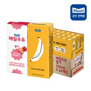 매일우유 바나나는 원래 하얗다190ml 24팩+딸기우유200ml 24팩, 1세트, 200ml