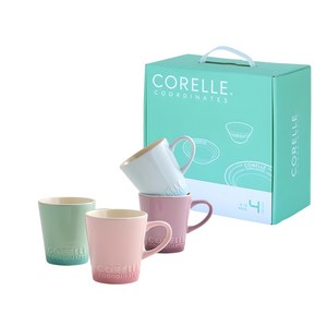 코렐코디네이츠 머그컵 325ml 4종 세트, 블루 + 퍼플 + 그린 + 핑크, 1개