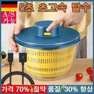 [독일 기술]1/1+1 야채 탈수기 자동 야채 세척기 선물 랜덤 증정, 1개, 파란색