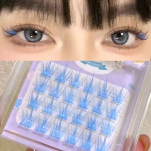 BLOWFISH FUGU 칼라속눈썹 12mm 바비 인조 속눈썹 1개 컬러래쉬 J-021, 블루