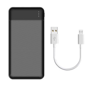 슬림 대용량 휴대용 PD 22.5W 퀄컴 3.0 보조배터리 10000mAh 충전케이블 포함, 블랙