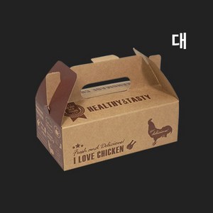 [박스] 손잡이 크라프트 치킨박스 대, 200개