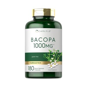 Carlyle Bacopa Monnieri Capsules | 1000 mg | 180 Capsules | Gluten Free Supplement, 180정, 1개