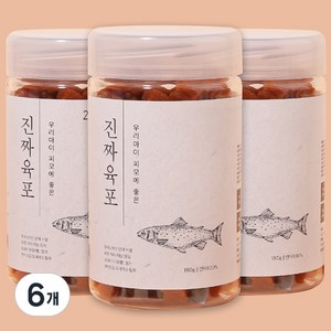 진짜육포 강아지 간식 져키 180g, 연어, 6개