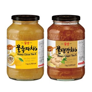 꽃샘 꿀유자차S 1kg + 꽃샘 꿀생강차S 1kg, 1개