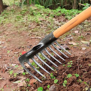 고강도레기(9발)+대왕 자루(밭 고르기 잡초 넝쿨 제거기 농기구), 1개
