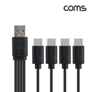 Coms 스마트폰 멀티 케이블 4 in 1 Type C USB 3.1 동시 충전전용 4분배 15cm, 본상품선택, 1개