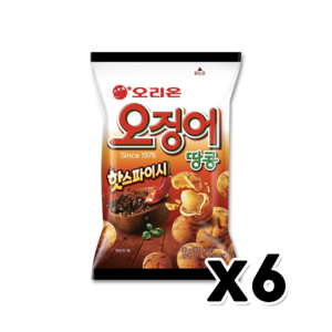 오리온 오징어땅콩 핫스파이시, 6개, 90g