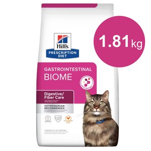 힐스 캣 GI바이옴(가스트로인테스티널 biome) 1.81kg 고양이 소화기 변비 설사 처방사료(리뉴얼진행중), 1개, 닭+쌀