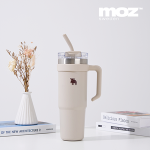 MOZ 스웨덴 316 스텐 1L 대용량 보온보냉 손잡이 텀블러 보온병, 1개, 1000ml, 오트밀베이지