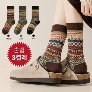 Moden Fashion 여성 혼합 컬러 가을 겨울 중목 양말 3켤레 B29