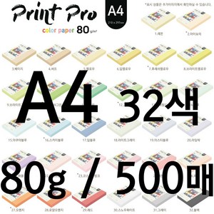 종이문화 프린트 프로 칼라복사지 A4 80g 500매 32colo, 8.브라이트옐로우