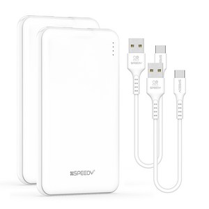 SPEEDY 슬림핏 보조배터리 5000mAh + C타입 케이블, SPE-PBCP50(2개), WHITE