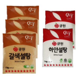 큐 원 ) 갈색설탕 1Kg 3개 + 흰설탕 1Kg 2개 세트 총 5Kg