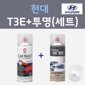 현대 T3E 스틸그린 주문컬러 스프레이 + 모투명마감용스프레이 자동차 카 페인트 200ml, 1개