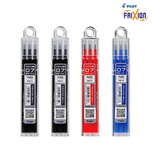 파이롯트 프릭션 지워지는 노크 볼펜 리필심 4개 세트, 0.7mm 리필(3개입) 흑2개+청1개+적1개 세트