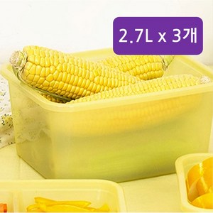 유정랩 신선유지용기 직사각형 2.7L (3P) 밀폐용기 반찬통 야채보관 식재료보관용기, 3개