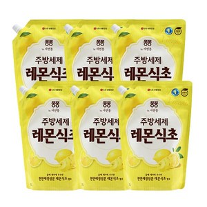 퐁퐁 레몬식초 주방세제 파우치형, 1.2L, 6개