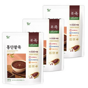 본죽 Healthy 통단팥죽, 330g, 3개