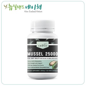 유비바이오 뉴질랜드 라이브 그린머슬 25000mg 최고함량 /초록입 홍합 120정, 2개