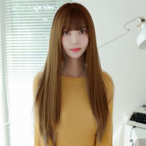 하이유니 알마 스트레이트펌 긴머리 가발 76cm, 허니브라운 - 통가발+거치대+헤어망, 1개