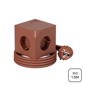 오리지니크 고속충전 고용량 디자인 멀티어댑터 USB 유선 멀티탭 1.5m, 코랄, 1개