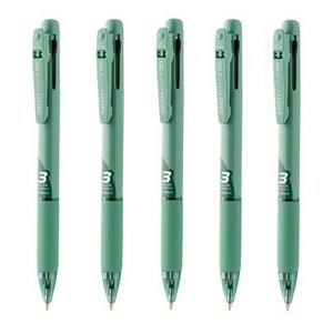 마이펜 세이프티 클립 3색 볼펜 0.38mm, 0.38mm 시에나그린, 5개