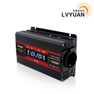 녹원 차량용 LCD 인버터 유사계단파 2000W 220V 60hz 한국형 KC인증, 블랙 용량 1500W 전압 24V, 1개