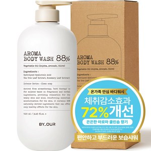 바이아우어 아로마 약산성 퍼퓸 바디워시 클린솝향, 1개, 1020ml