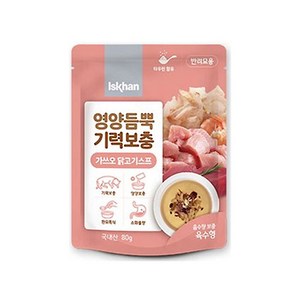 이즈칸 캣 영양듬뿍 기력보충 파우치 80g 12개 고양이간식 죽 스튜, 01_가쓰오닭고기스프