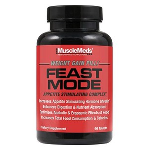 MuscleMeds Feast Mode 식욕 자극제 체중 증가 알약 소화 효소 안전하고 효과적인 90캡슐 무향 90개, 식욕 자극제 90캡슐 무향 90개, 90정, 1개